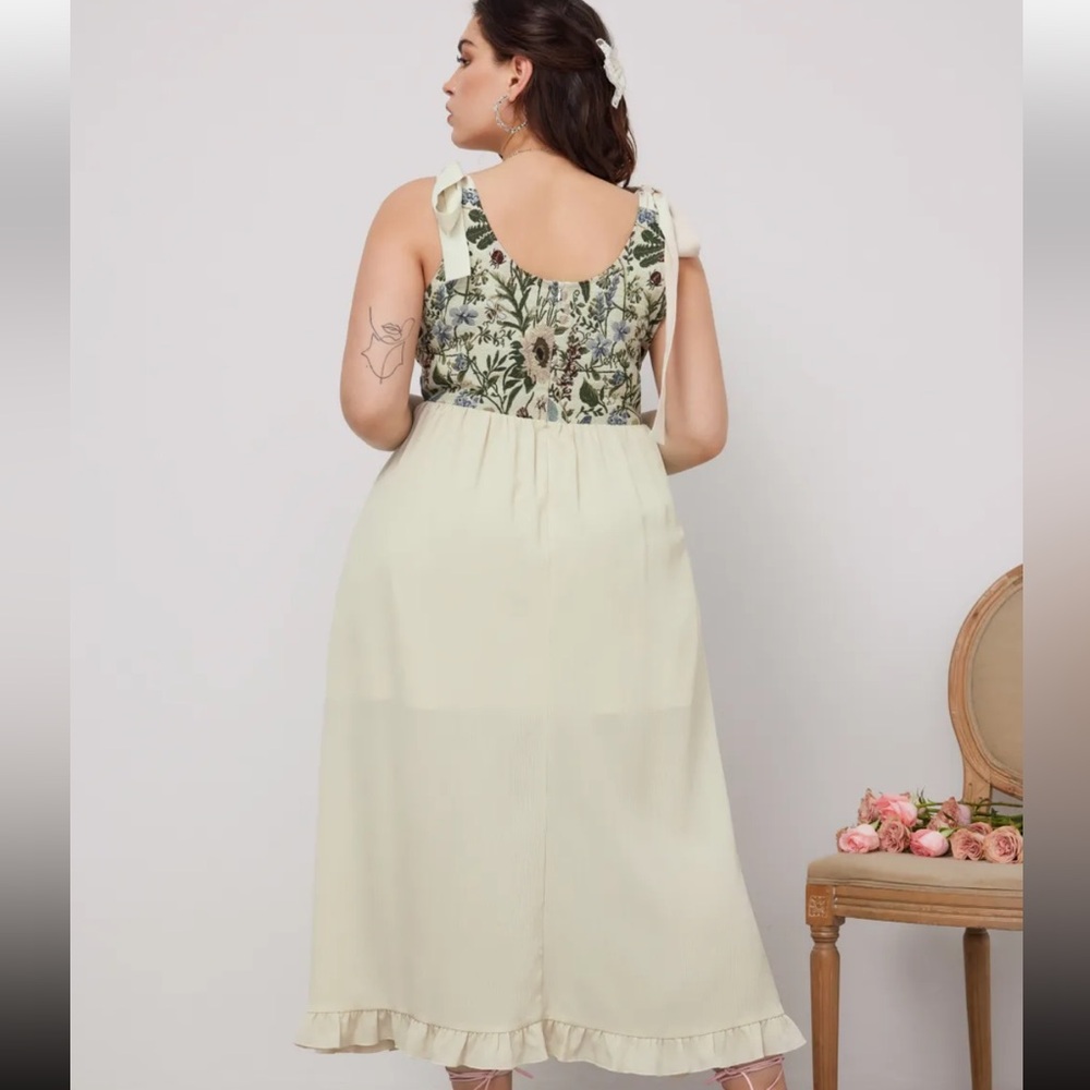 FLORAL KNOTTED RUFFLE MAXI DRESS - Picture 3 of 4